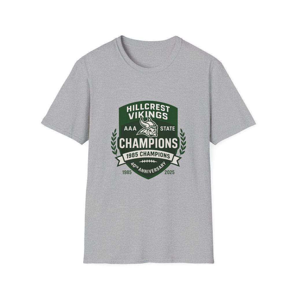 Hillcrest Vikings Champions T-Shirt — 40th Anniversary School Football Tee
