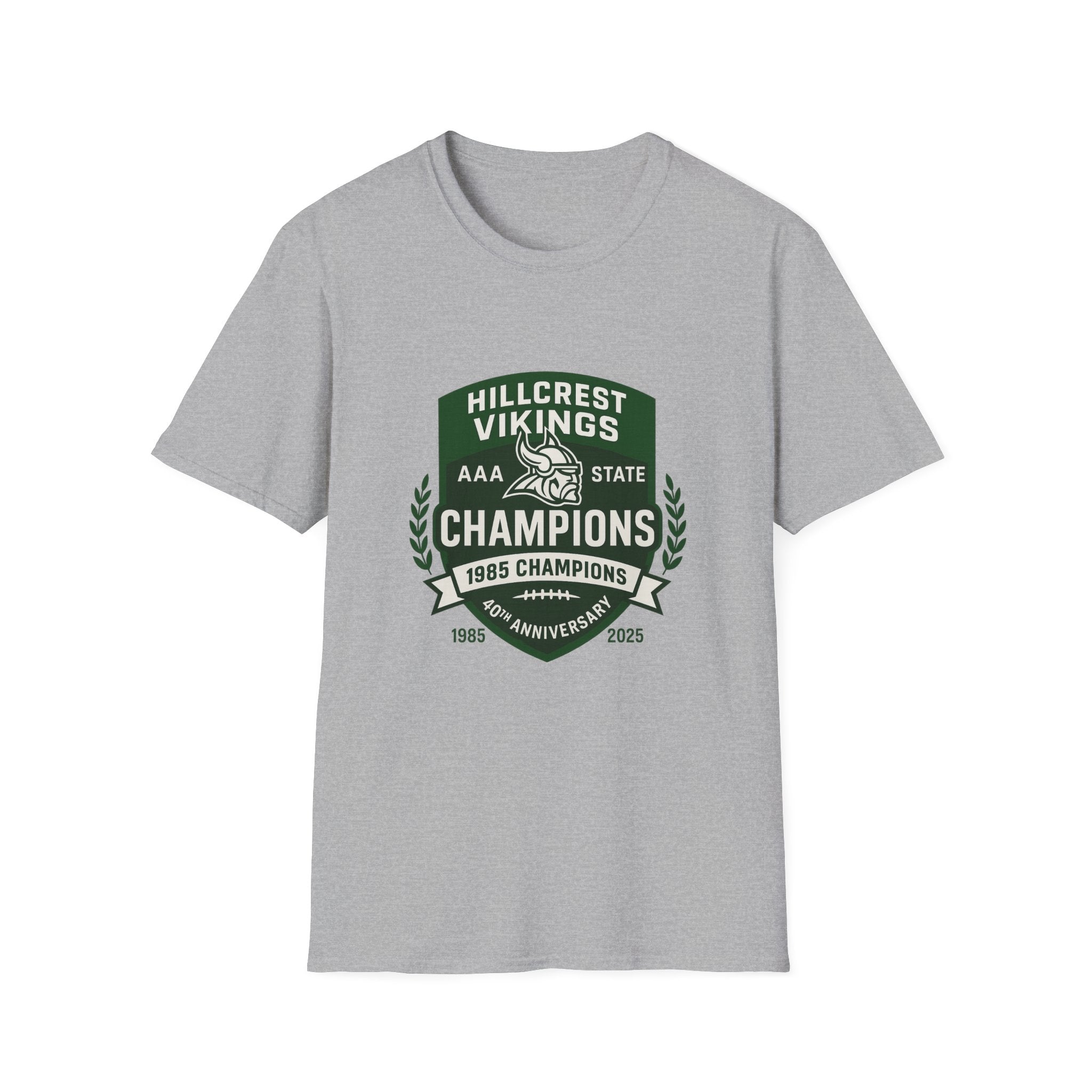 Hillcrest Vikings Champions T-Shirt — 40th Anniversary School Football Tee