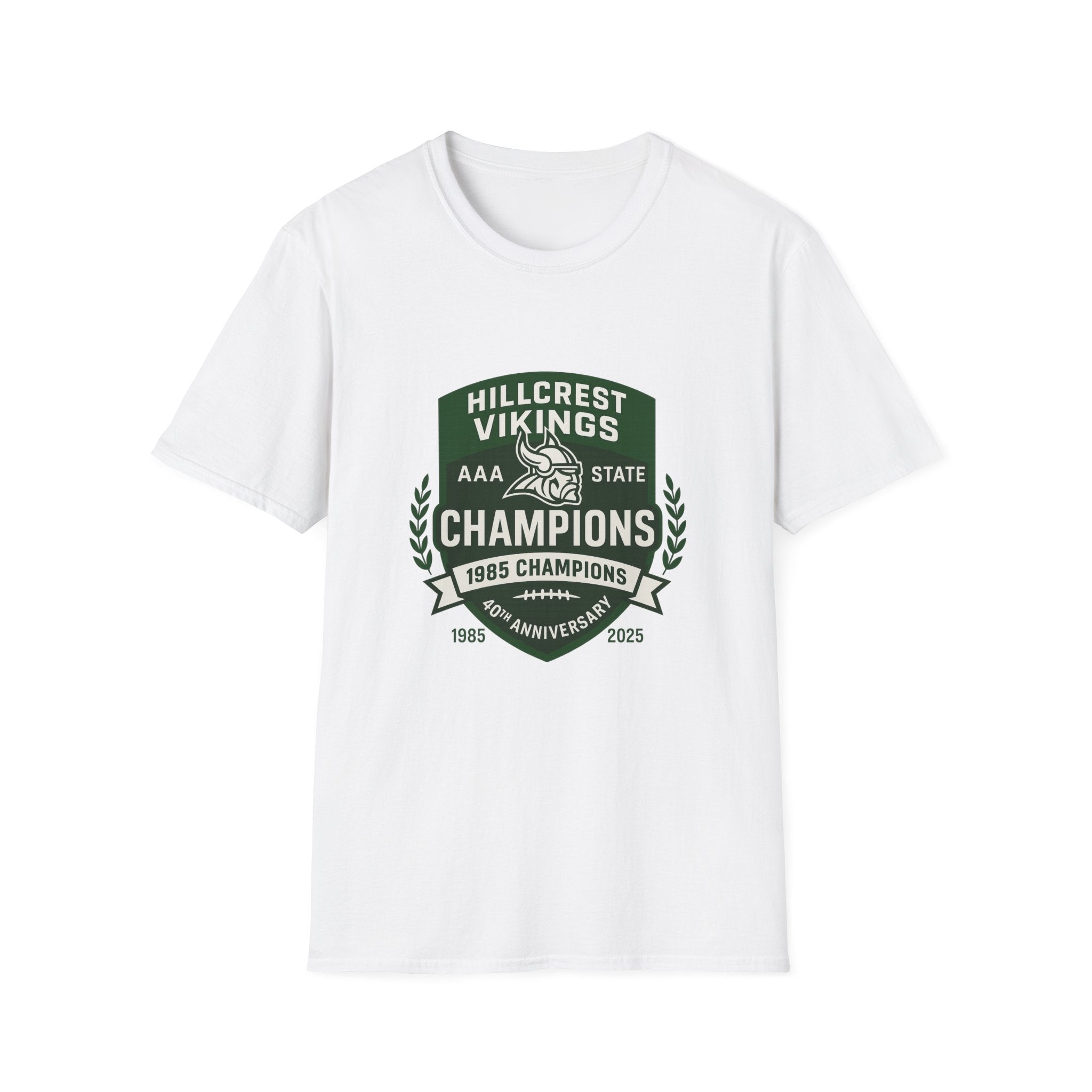 Hillcrest Vikings Champions T-Shirt — 40th Anniversary School Football Tee