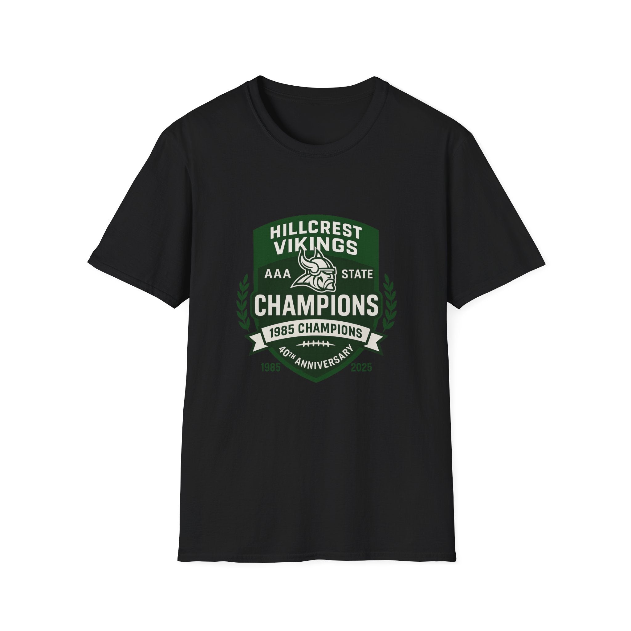 Hillcrest Vikings Champions T-Shirt — 40th Anniversary School Football Tee