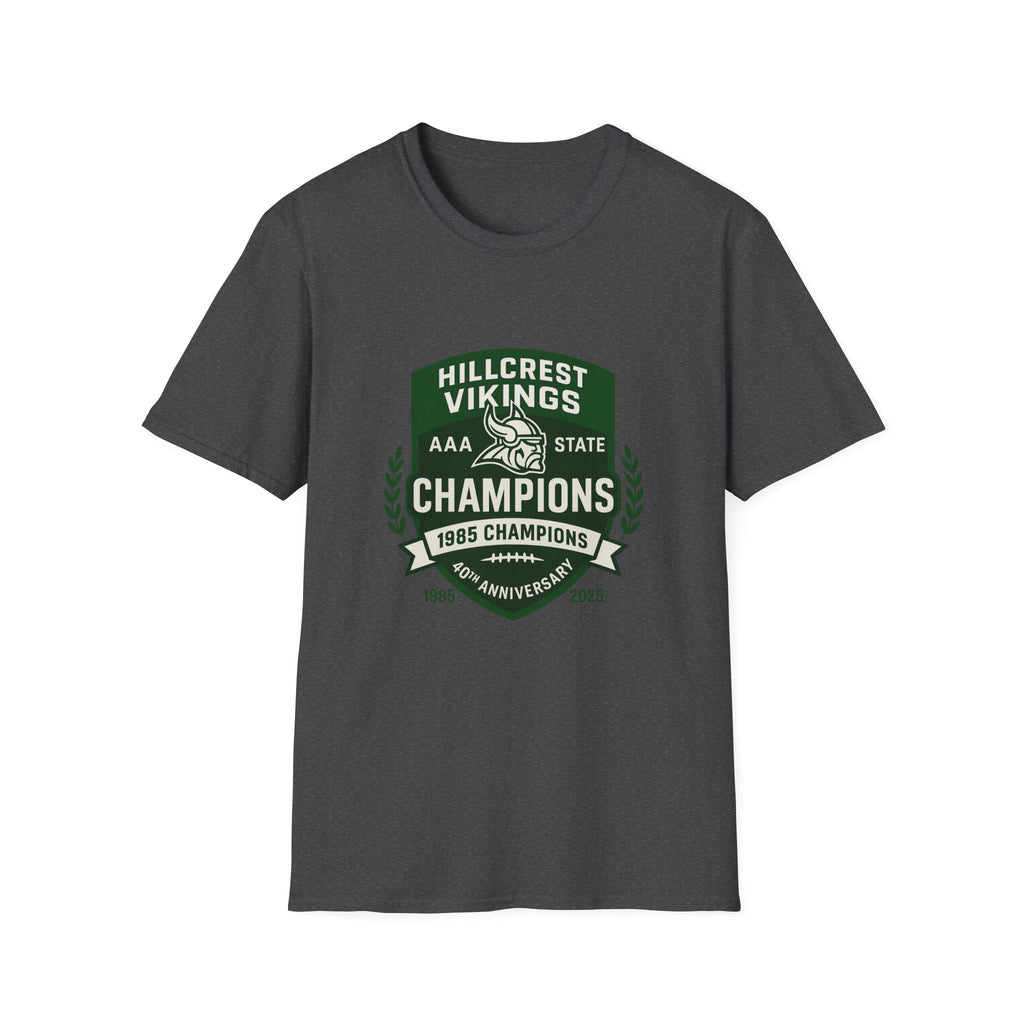 Hillcrest Vikings Champions T-Shirt — 40th Anniversary School Football Tee