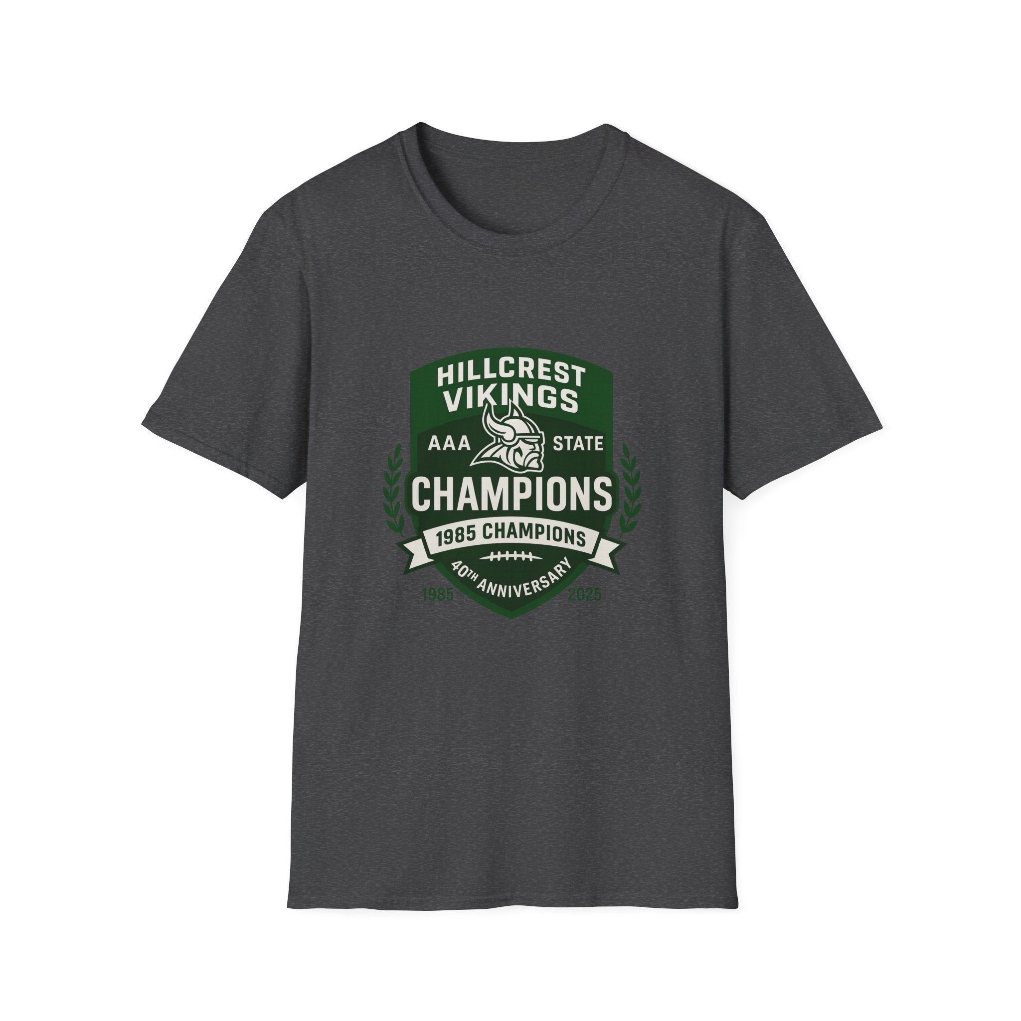 Hillcrest Vikings Champions T-Shirt — 40th Anniversary School Football Tee